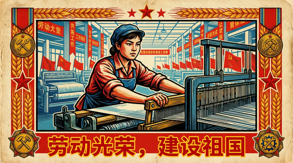 纺织女工宣传画 - 吃瓜51 巾帼劳模